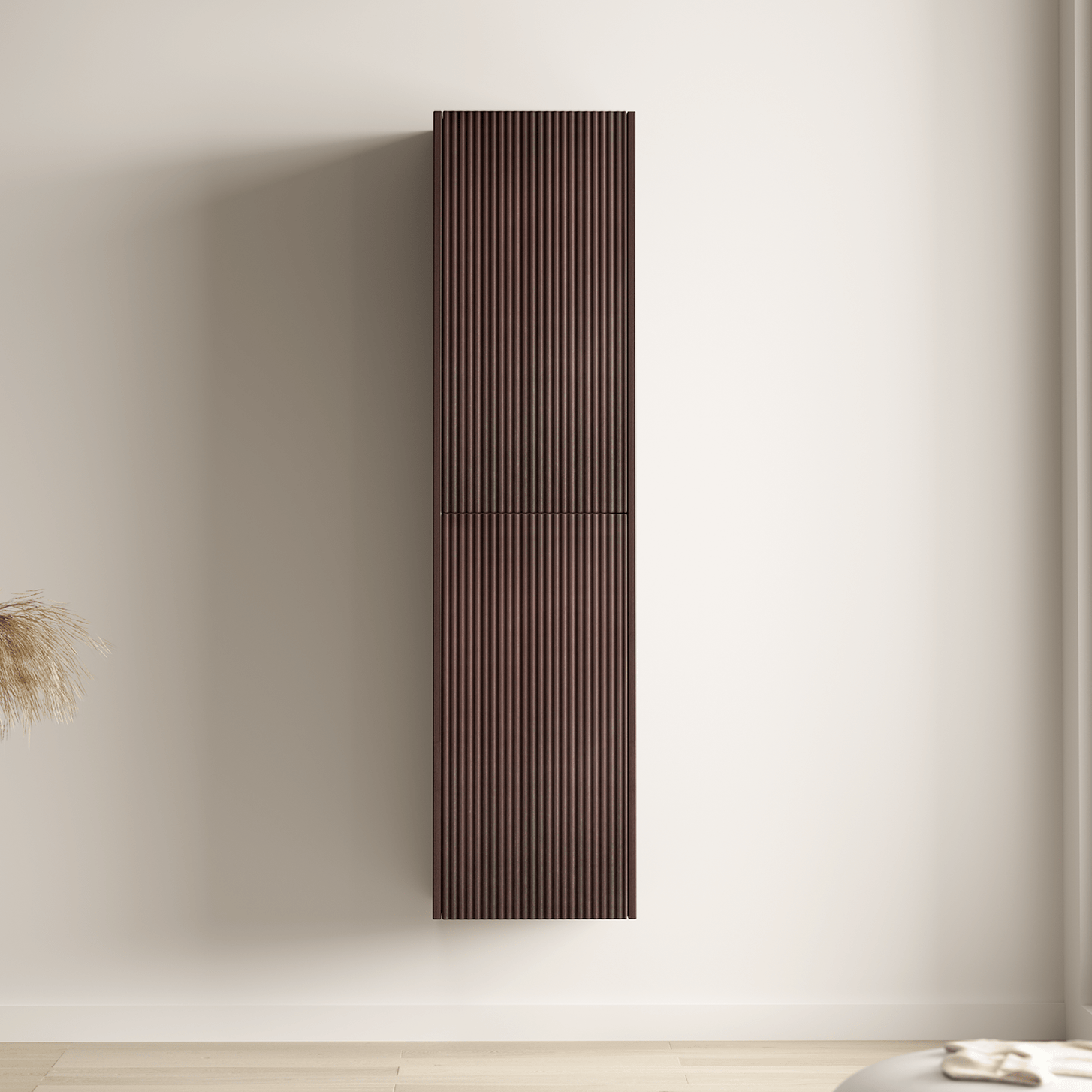 Badmeubelset TROPANI 80 cm - Walnoot - Ribbel front - Waskom Zwart - lomazoo.com