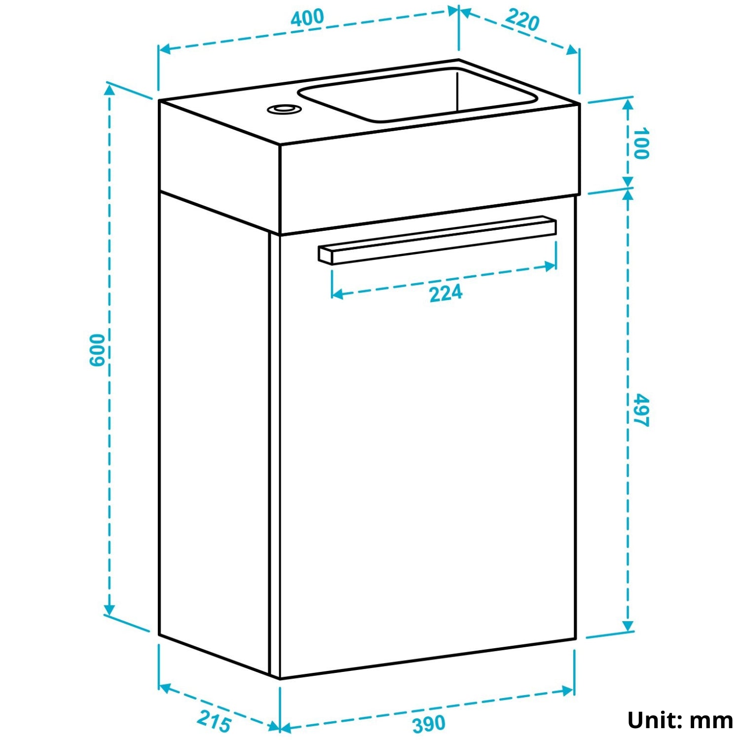 BOMBAY Zwart Eiken - Wastafel Wit - lomazoo.com