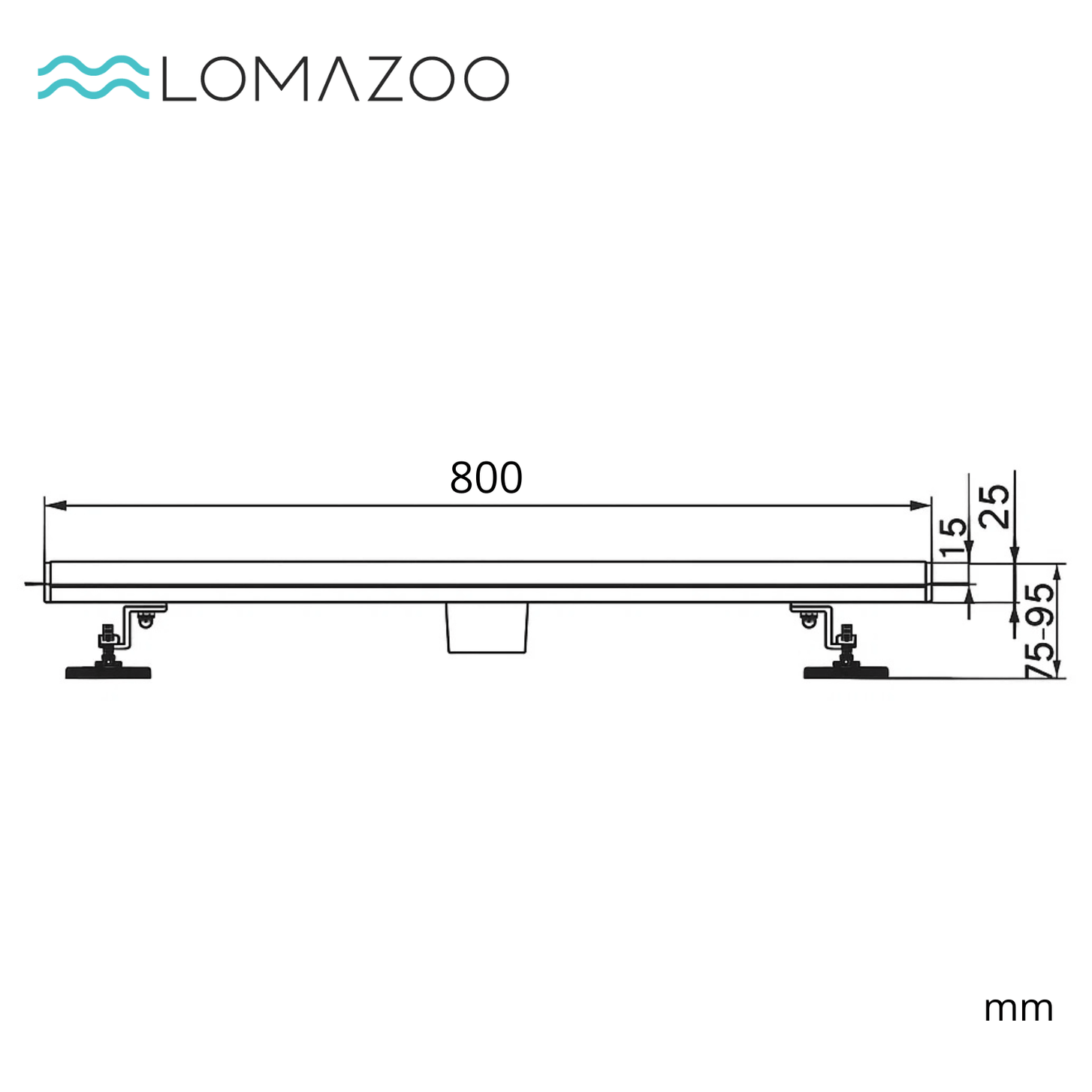 Douchegoot Cayma 80 cm - Matzwart - lomazoo.com