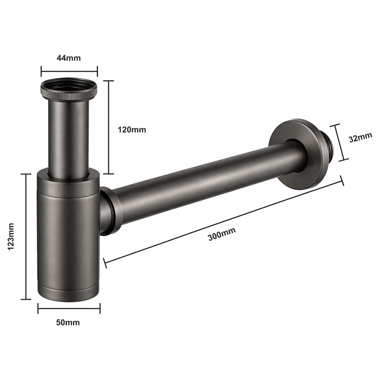 Vattenlås för tvättställ 44 mm - Gunmetal